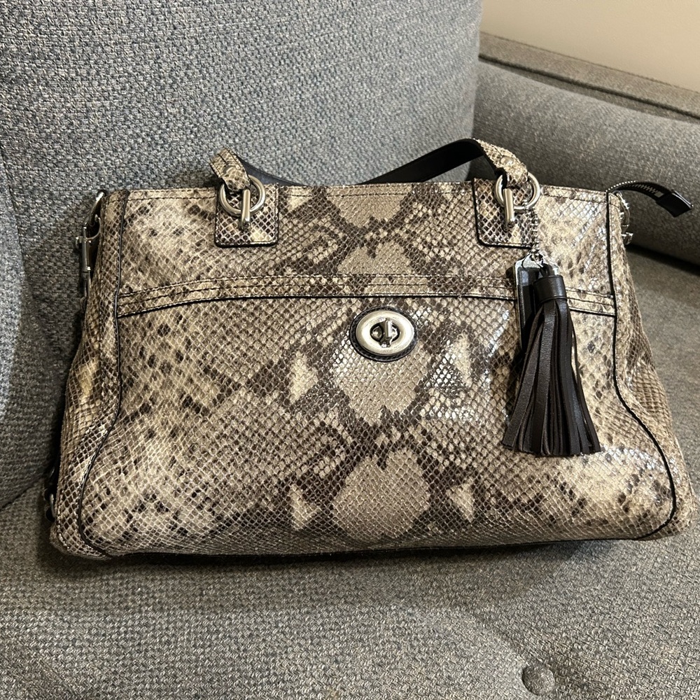 Authentic Coach Park Python Leather Carryall  ( as new)